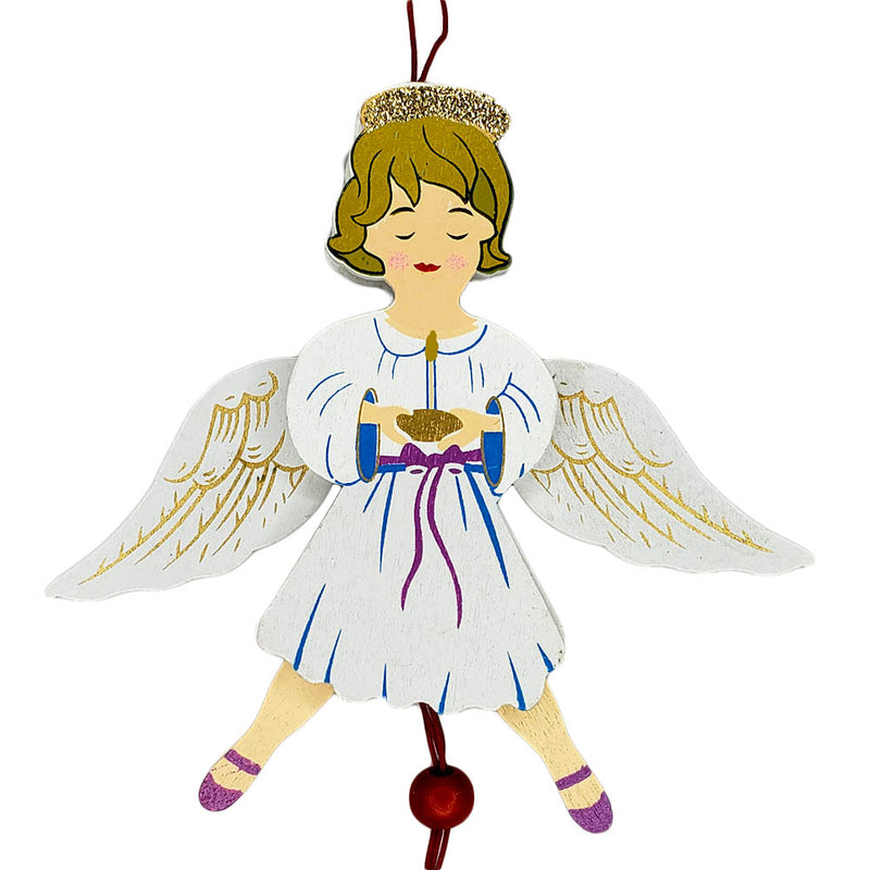 Angel Land of Sweets Pull Puppet Ornament Blonde Hair 5 and a half inch-Nutcracker Ballet Gifts