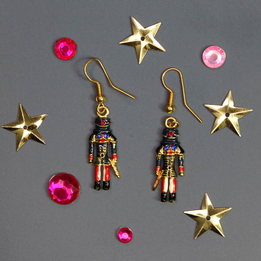 Multi Color Enameled Soldier Nutcracker Earrings - Nutcracker Ballet Gifts