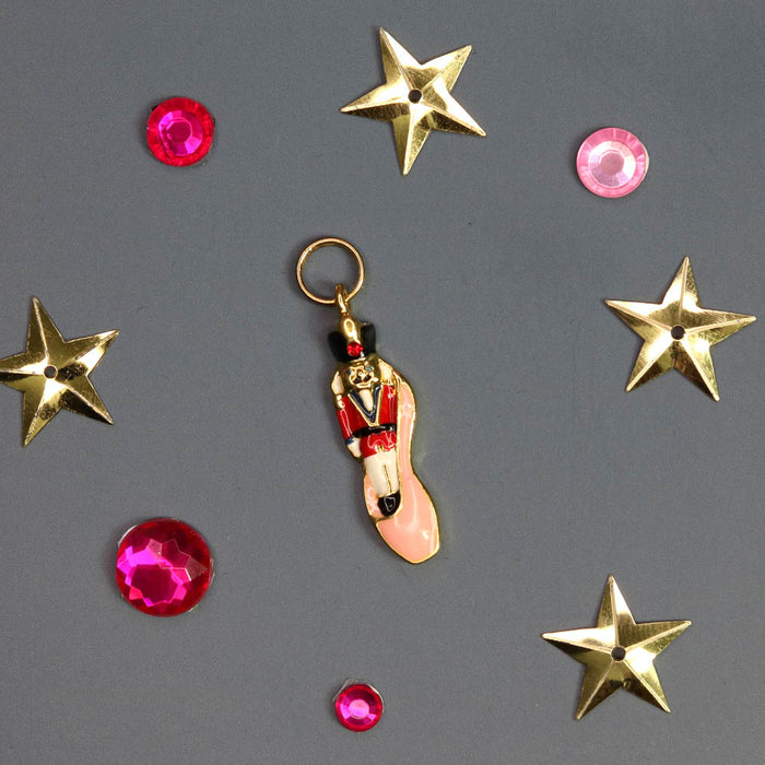Nutcracker in Pink Ballet Slipper with Crystals Charm - Nutcracker Ballet Gifts