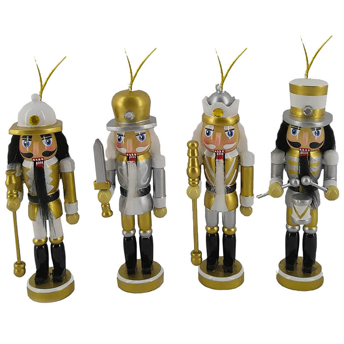 Nutcracker Ornament Set of 4 Gold and Silver 5 inch-Nutcracker Ballet Gifts