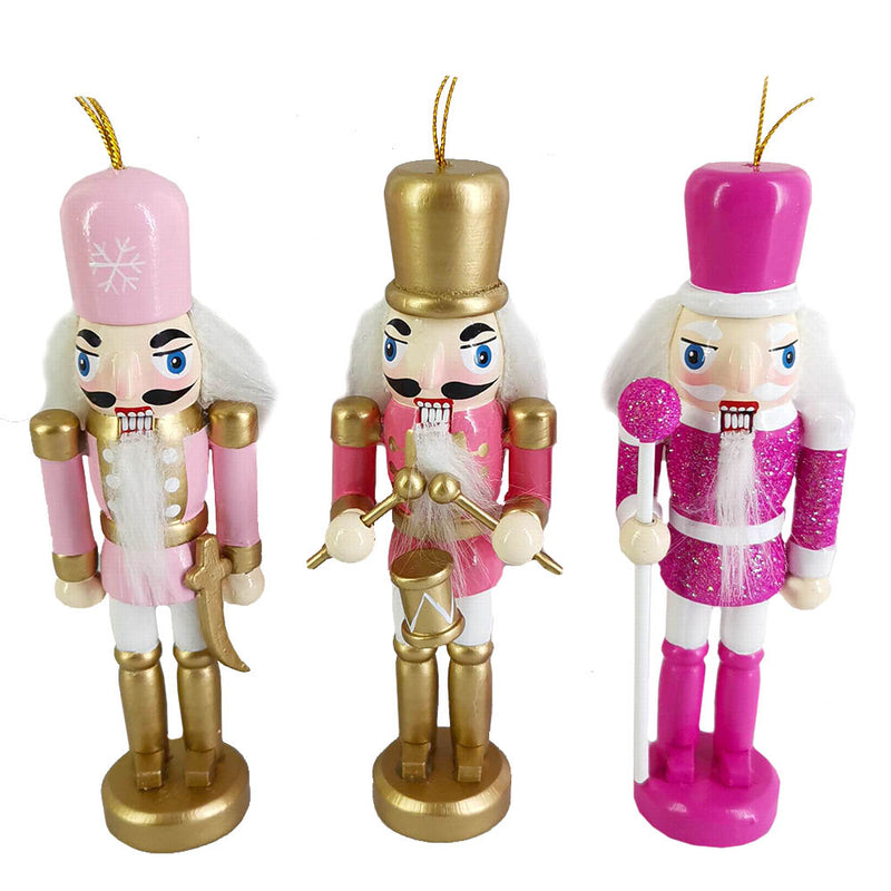 Nutcracker Ballet Ornaments Pink and Gold Set of 3
