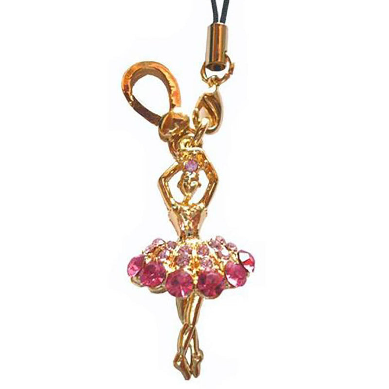 Dancing Ballerina in Pink Rhinestone Tutu Phone Charm - Nutcracker Ballet Gifts
