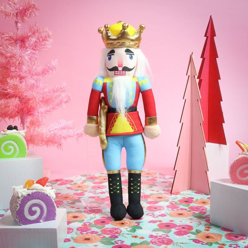 King Plush Nutcracker with Gold and Yellow Crown 14 inch - Nutcracker Ballet Gifts