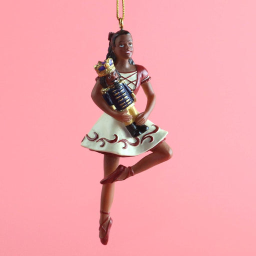 African American Clara on Pointe with Nutcracker Ornament 4 inch - Nutcracker Ballet Gifts