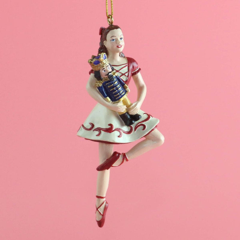 Clara on Pointe with Nutcracker Resin Ornament 4 inch - Nutcracker Ballet Gifts