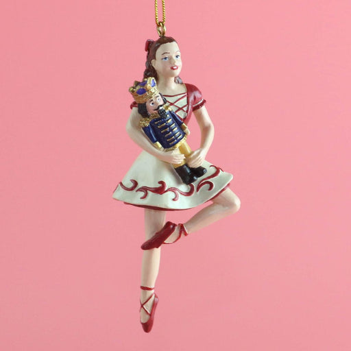 Clara on Pointe with Nutcracker Resin Ornament 4 inch - Nutcracker Ballet Gifts