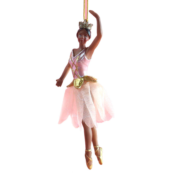 African American Rose Gold Ballerina with Tutu Ornament 4 inch — Nutcracker  Ballet Gifts