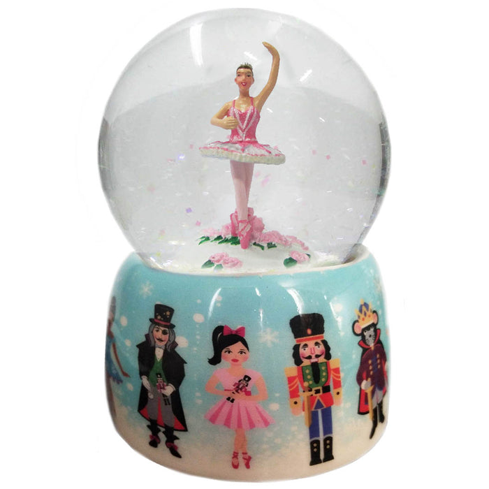 Musical Sugar Plum and Nutcracker Snow Globe Ceramic 65mm - Nutcracker Ballet Gifts