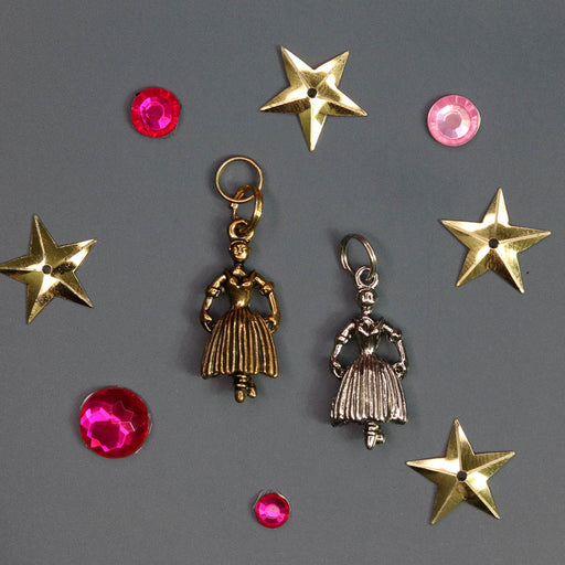 Ballerina Snow Dancer with Tutu Charm in Silver and Gold for Bracelet - Nutcracker Ballet Gifts