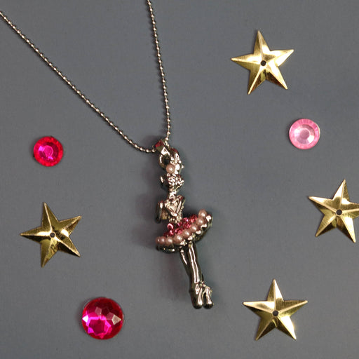 Ballet Dancer in Tutu Dress with Pink Crystal Necklace - Nutcracker Ballet Gifts