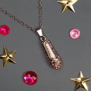 Silver Ballet Slipper Pendant with Pink Rhinestones Necklace - Nutcracker Ballet Gifts