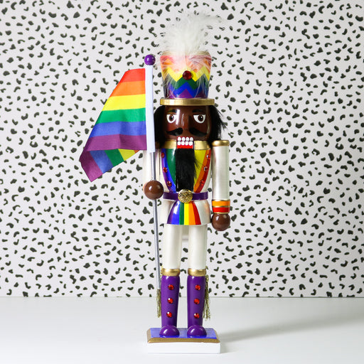 Soldier African American Pride Nutcracker with Rainbow Pride Flag 12 inch-Nutcracker Ballet Gifts