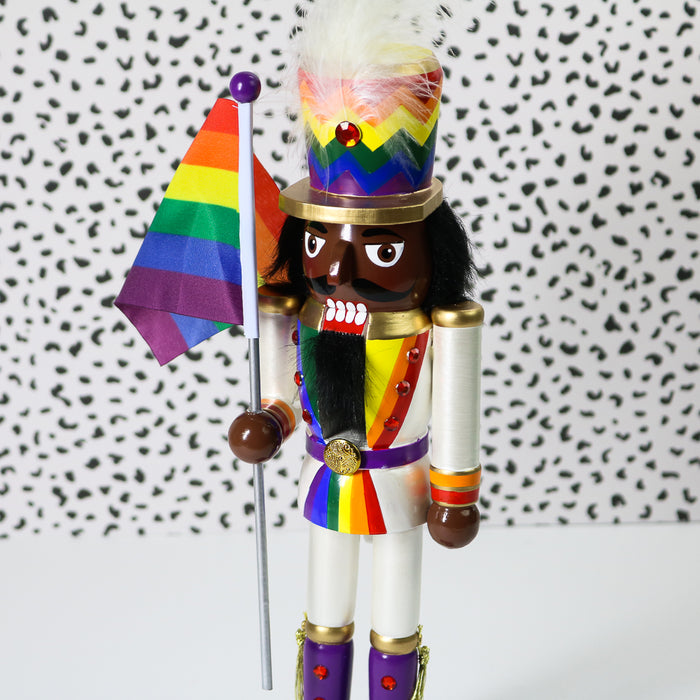 Soldier African American Pride Nutcracker with Rainbow Pride Flag 12 inch-Nutcracker Ballet Gifts