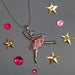 Silver Ballerina Ballet Dancer with Pink Austrian Crystals Necklace - Nutcracker Ballet Gifts